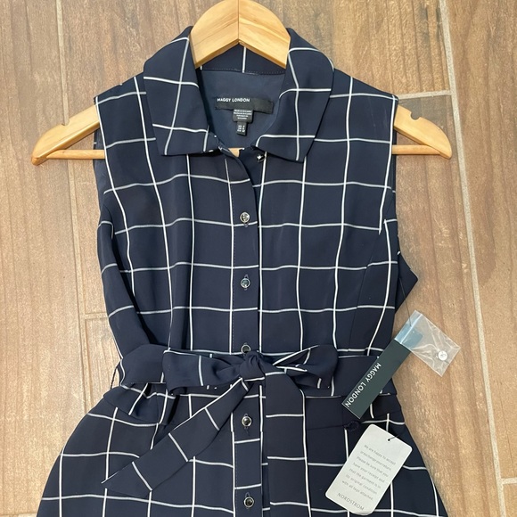 MAGGY LONDON Courtney Windowpane Midi Shirtdress - Picture 9 of 13